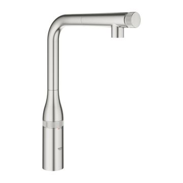 Baterie bucatarie cu dus extractibil Grohe Essence SmartControl crom periat Supersteel