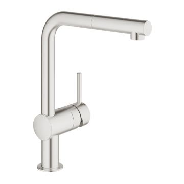 Baterie bucatarie cu dus extractibil Grohe Minta crom periat Supersteel