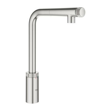 Baterie bucatarie cu dus extractibil Grohe Minta SmartControl crom periat Supersteel