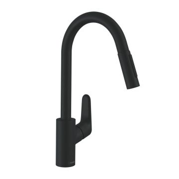 Baterie bucatarie cu dus extractibil Hansgrohe Focus M41 240 negru mat