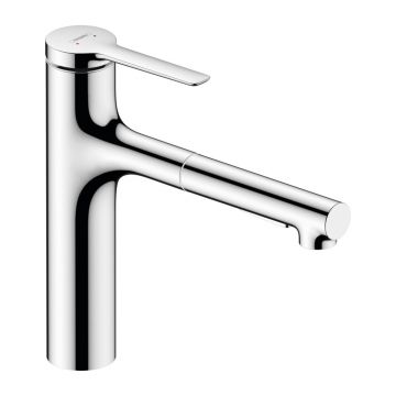 Baterie bucatarie cu dus extractibil Hansgrohe Zesis M33 160 crom lucios 2 tipuri de jet