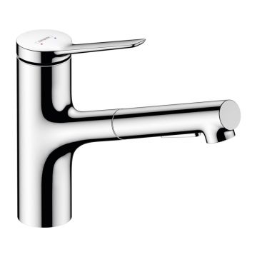 Baterie bucatarie cu dus extractibil Hansgrohe Zesis M33 crom lucios 2 tipuri de jet