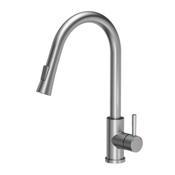 Baterie bucatarie cu dus extractibil Quadron Pop Julia inox mat