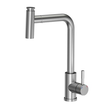 Baterie bucatarie cu dus extractibil Quadron Pop Meryl inox mat