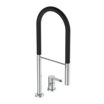 Baterie bucatarie cu pipa flexibila Ideal Standard Gusto 142 crom - negru semi-profesionala
