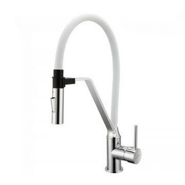 Baterie bucatarie cu pipa flexibila Invena Magnetic Sink alb - crom