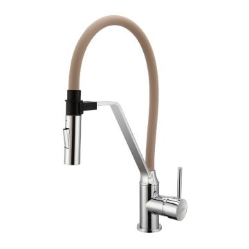 Baterie bucatarie cu pipa flexibila Invena Magnetic Sink bej - crom