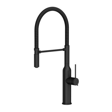 Baterie bucatarie cu pipa flexibila Quadron Unique Q-Line Marilyn finisaj negru carbon