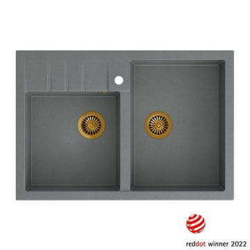 Chiuveta compozit incastrata Quadron Bill 120 gri - cupru 90x62 cm