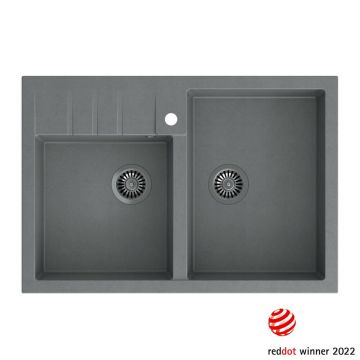 Chiuveta compozit incastrata Quadron Bill 120 gri - inox 90x62 cm