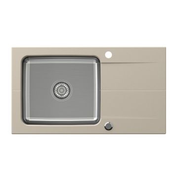 Chiuveta compozit incastrata Quadron Pop Edward 111 finisaj inox - bej 78x44 cm