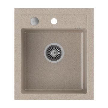 Chiuveta compozit incastrata Quadron Pop Johnny 100 bej 43x50 cm