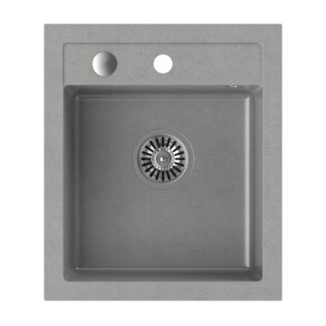 Chiuveta compozit incastrata Quadron Pop Johnny 100 gri 43x50 cm