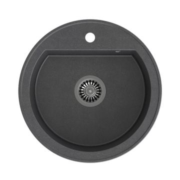 Chiuveta compozit incastrata Quadron Pop Johnny 110 negru - black dotted 43x50 cm rotunda