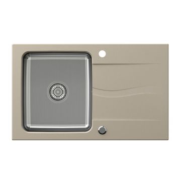 Chiuveta compozit incastrata Quadron Pop Michael 111 finisaj inox - bej 78x48 cm