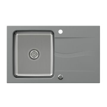 Chiuveta compozit incastrata Quadron Pop Michael 111 finisaj inox - gri 78x48 cm