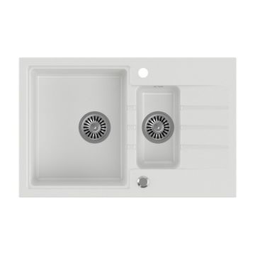 Chiuveta compozit incastrata Quadron Pop Peter 156 alb 78x50 cm