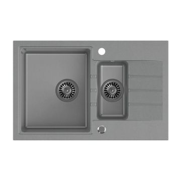 Chiuveta compozit incastrata Quadron Pop Peter 156 gri 78x50 cm