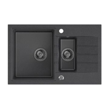 Chiuveta compozit incastrata Quadron Pop Peter 156 negru - black dotted 78x50 cm