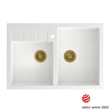 Chiuveta compozit incastrata Quadron Unique Bill 120 alb - auriu 90x62 cm
