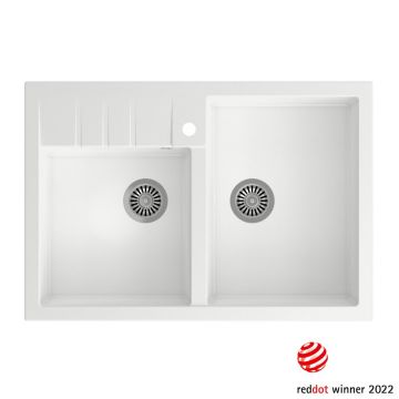 Chiuveta compozit incastrata Quadron Unique Bill 120 alb - inox 90x62 cm