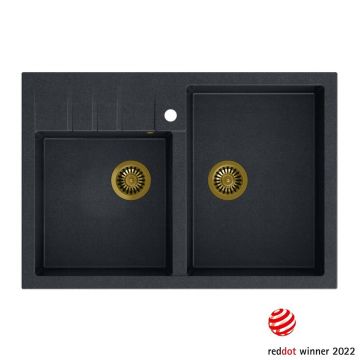 Chiuveta compozit incastrata Quadron Unique Bill 120 negru - auriu 90x62 cm