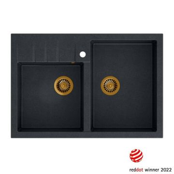 Chiuveta compozit incastrata Quadron Unique, Bill 120 negru - cupru 90x62 cm