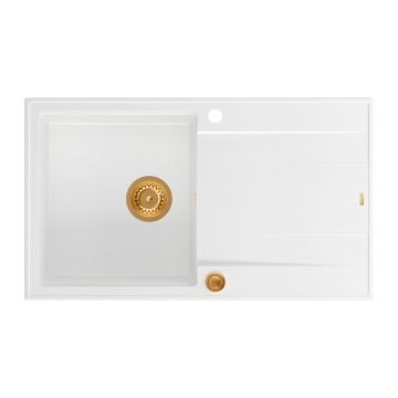 Chiuveta compozit incastrata Quadron Unique Evan 111 alb - cupru 86x50 cm