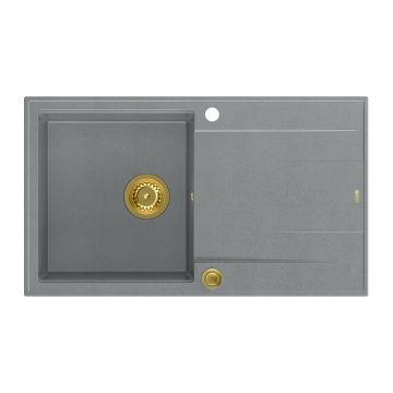 Chiuveta compozit incastrata Quadron Unique Evan 111 gri - auriu 86x50 cm