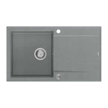 Chiuveta compozit incastrata Quadron Unique Evan 111 gri - inox 86x50 cm