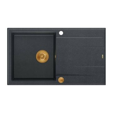 Chiuveta compozit incastrata Quadron Unique Evan 111 negru - cupru 86x50 cm