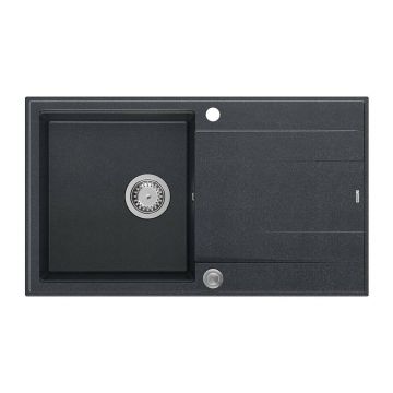 Chiuveta compozit incastrata Quadron Unique Evan 111 negru - inox 86x50 cm