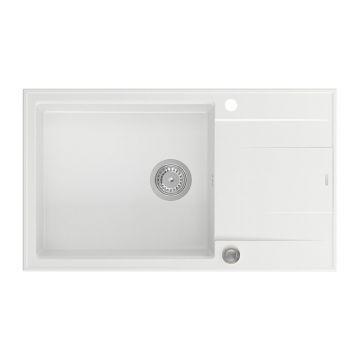 Chiuveta compozit incastrata Quadron Unique Evan 136 XL alb - inox 86x50 cm