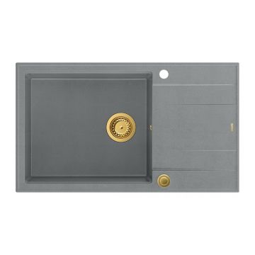 Chiuveta compozit incastrata Quadron Unique Evan 136 XL gri - auriu 86x50 cm