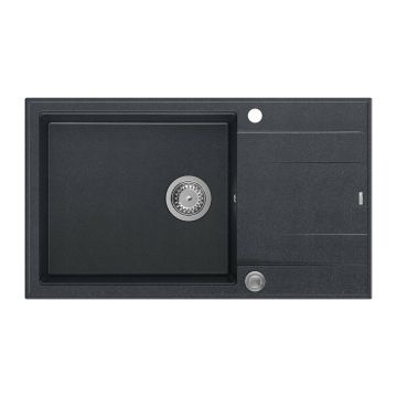 Chiuveta compozit incastrata Quadron Unique Evan 136 XL negru - inox 86x50 cm