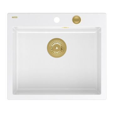 Chiuveta compozit incastrata Quadron Unique Morgan 110 alb - auriu 57x50 cm