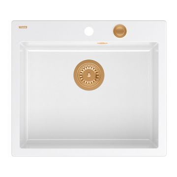 Chiuveta compozit incastrata Quadron Unique Morgan 110 alb - cupru 57x50 cm
