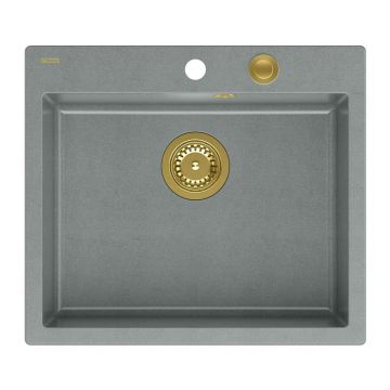 Chiuveta compozit incastrata Quadron Unique Morgan 110 gri - auriu 57x50 cm