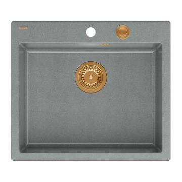Chiuveta compozit incastrata Quadron Unique Morgan 110 gri - cupru 57x50 cm