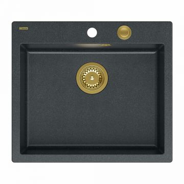 Chiuveta compozit incastrata Quadron Unique Morgan 110 negru - auriu 57x50 cm