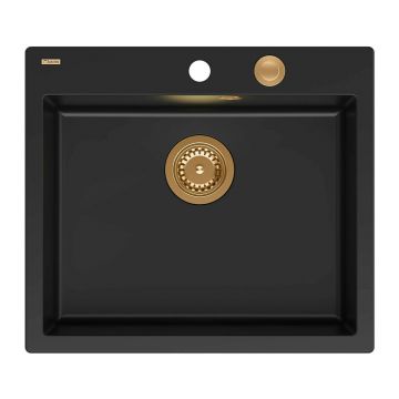 Chiuveta compozit incastrata Quadron Unique Morgan 110 negru carbon - cupru 57x50 cm