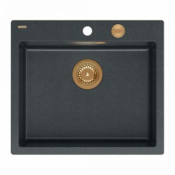 Chiuveta compozit incastrata Quadron Unique Morgan 110 negru - cupru 57x50 cm