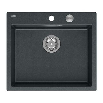 Chiuveta compozit incastrata Quadron Unique Morgan 110 negru - inox 57x50 cm