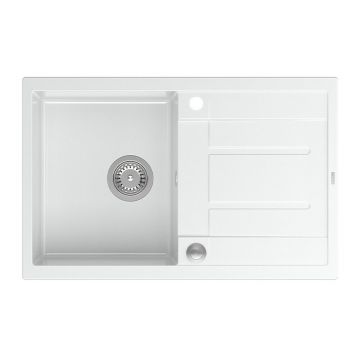 Chiuveta compozit incastrata Quadron Unique Morgan 111 alb - inox 78x50 cm