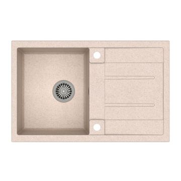 Chiuveta compozit incastrata Quadron Unique Morgan 111 bej - inox 78x50 cm