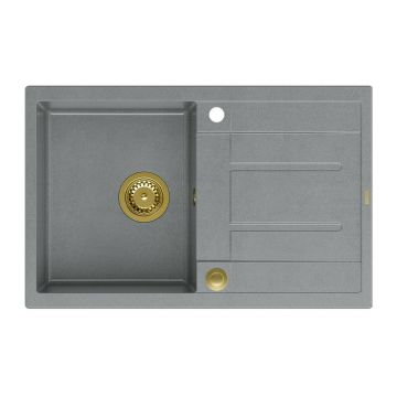 Chiuveta compozit incastrata Quadron Unique Morgan 111 gri - auriu 78x50 cm
