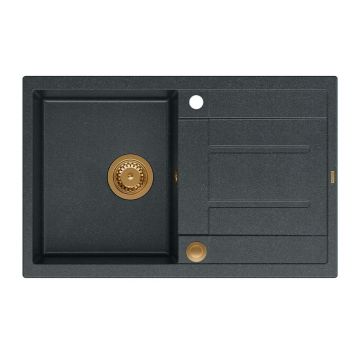 Chiuveta compozit incastrata Quadron Unique Morgan 111 negru - cupru 78x50 cm