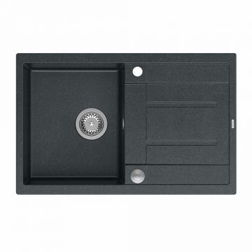 Chiuveta compozit incastrata Quadron Unique Morgan 111 negru - inox 78x50 cm