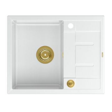 Chiuveta compozit incastrata Quadron Unique Morgan 116 alb - auriu 62x50 cm