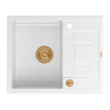 Chiuveta compozit incastrata Quadron Unique Morgan 116 alb - cupru 62x50 cm